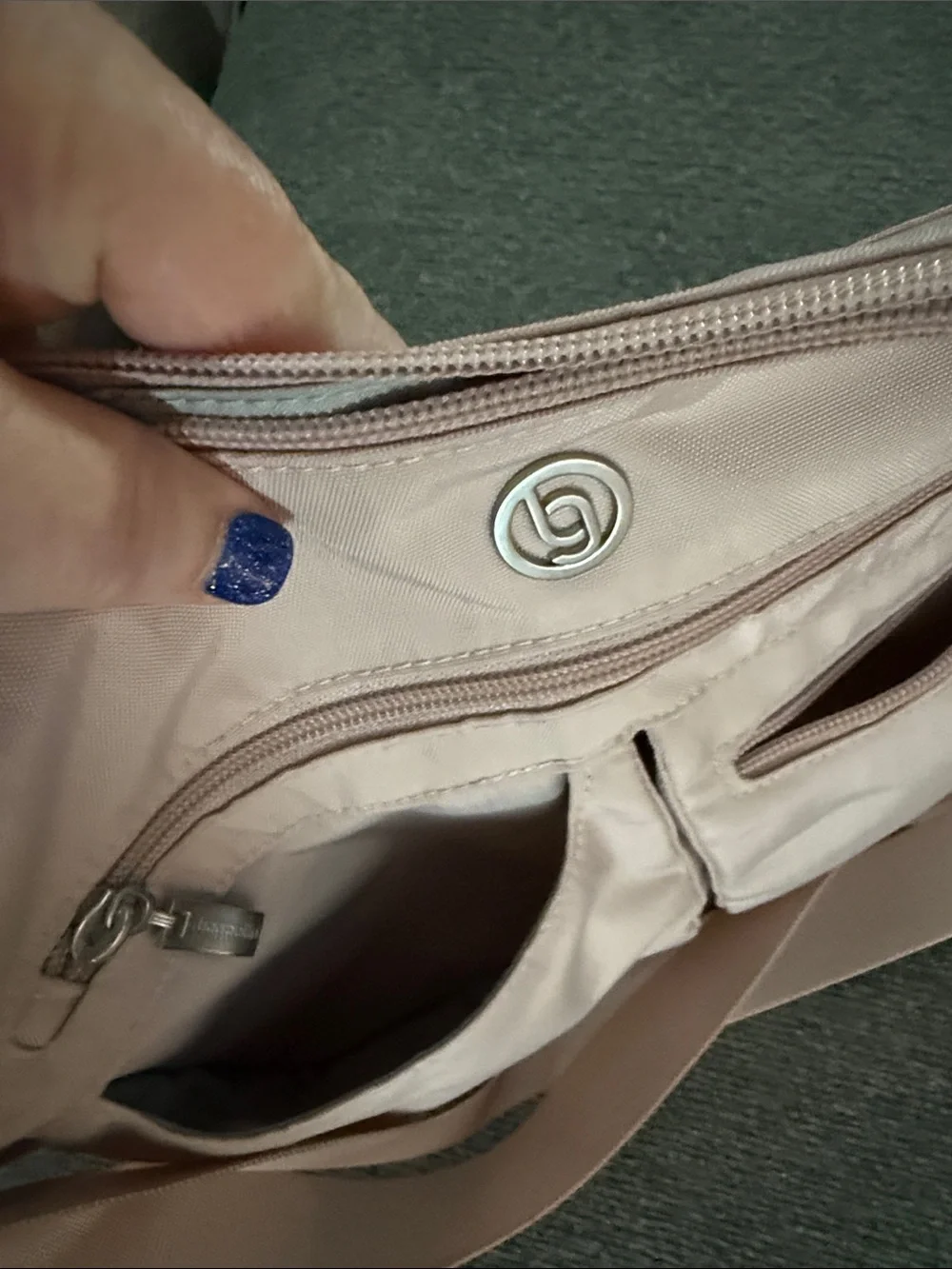 Soft Blush Hobo Bag with Front Zip Pockets